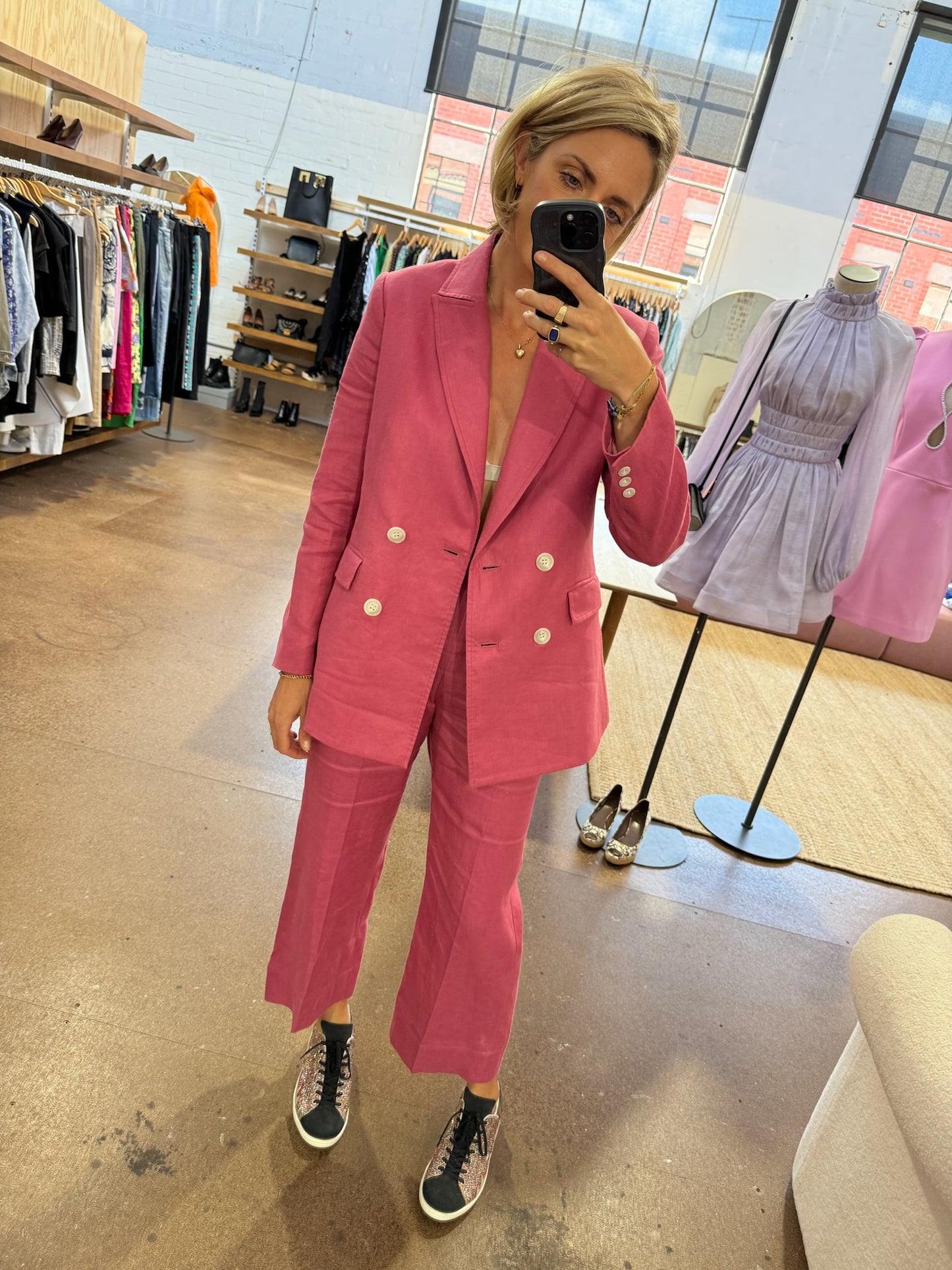 CABLE PINK LINEN BLAZER - SIZE S