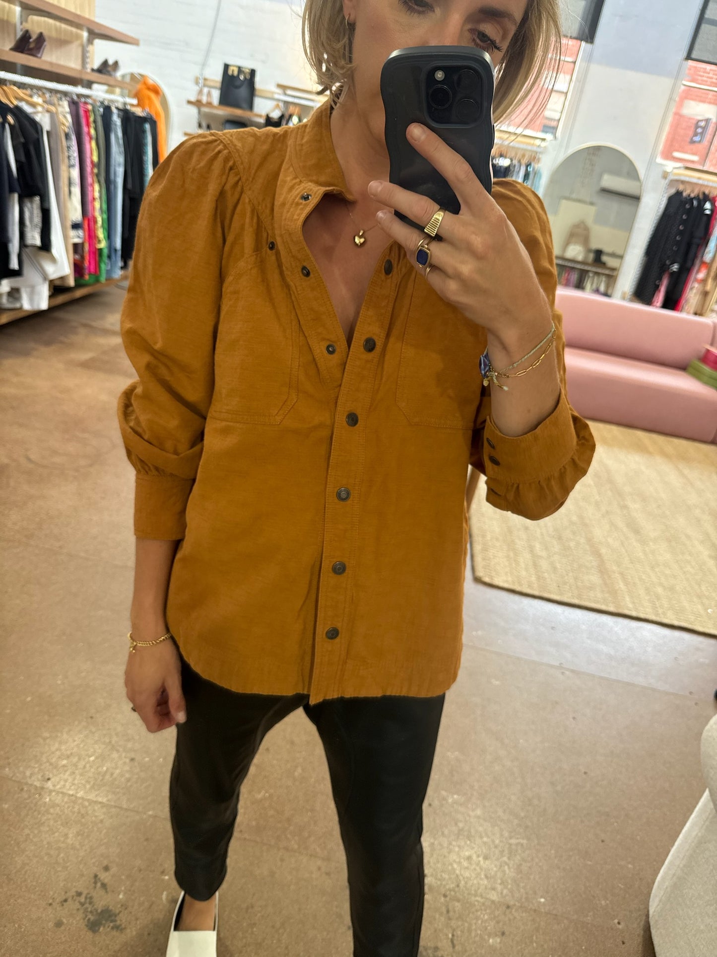 SHONA JOY PRISCILA HIGH NECK UTILITY SHIRT - SIZE 8