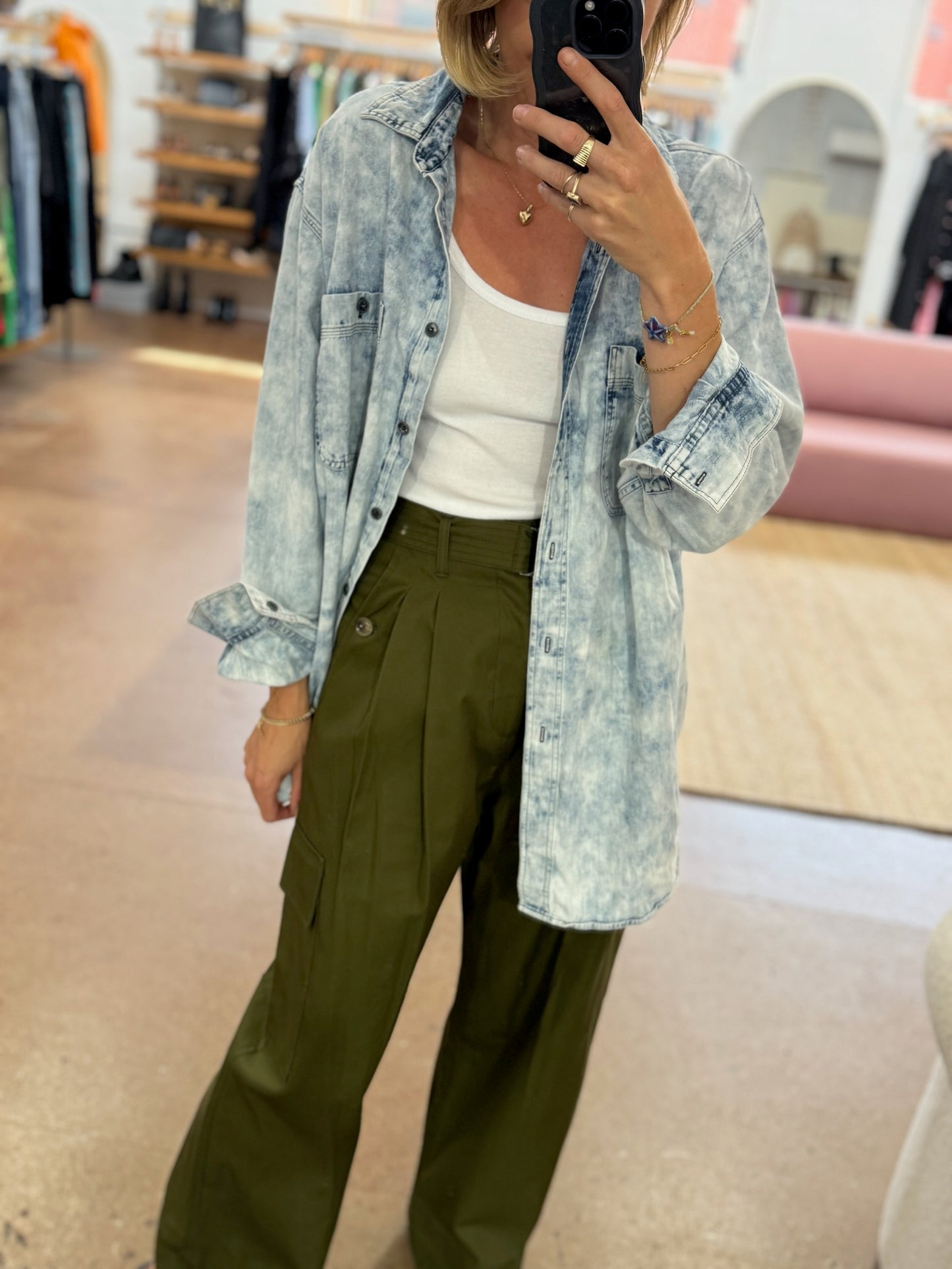 ISABEL MARANT ACID WASH DENIM SHIRT - SIZE 40