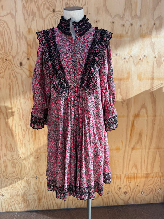 BYTIMO FLORAL RUFFLED SHIRT DRESS - SIZE M