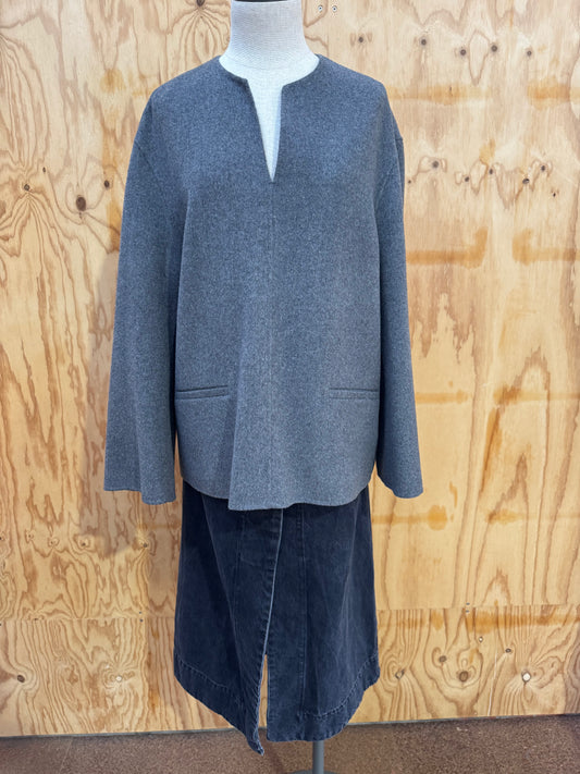 COS GREY WOOL TUNIC TOP - SIZE 38