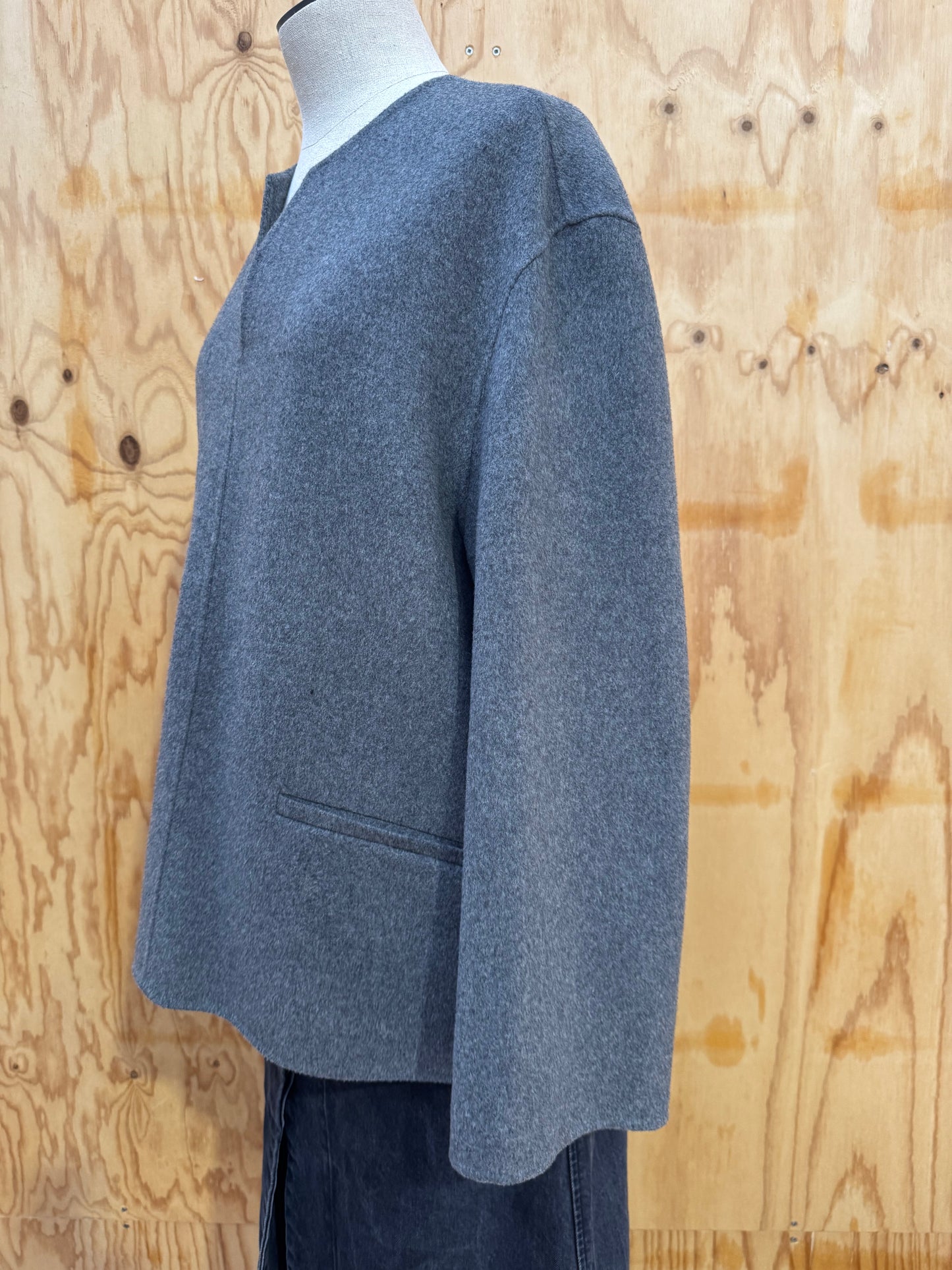 COS GREY WOOL TUNIC TOP - SIZE 38