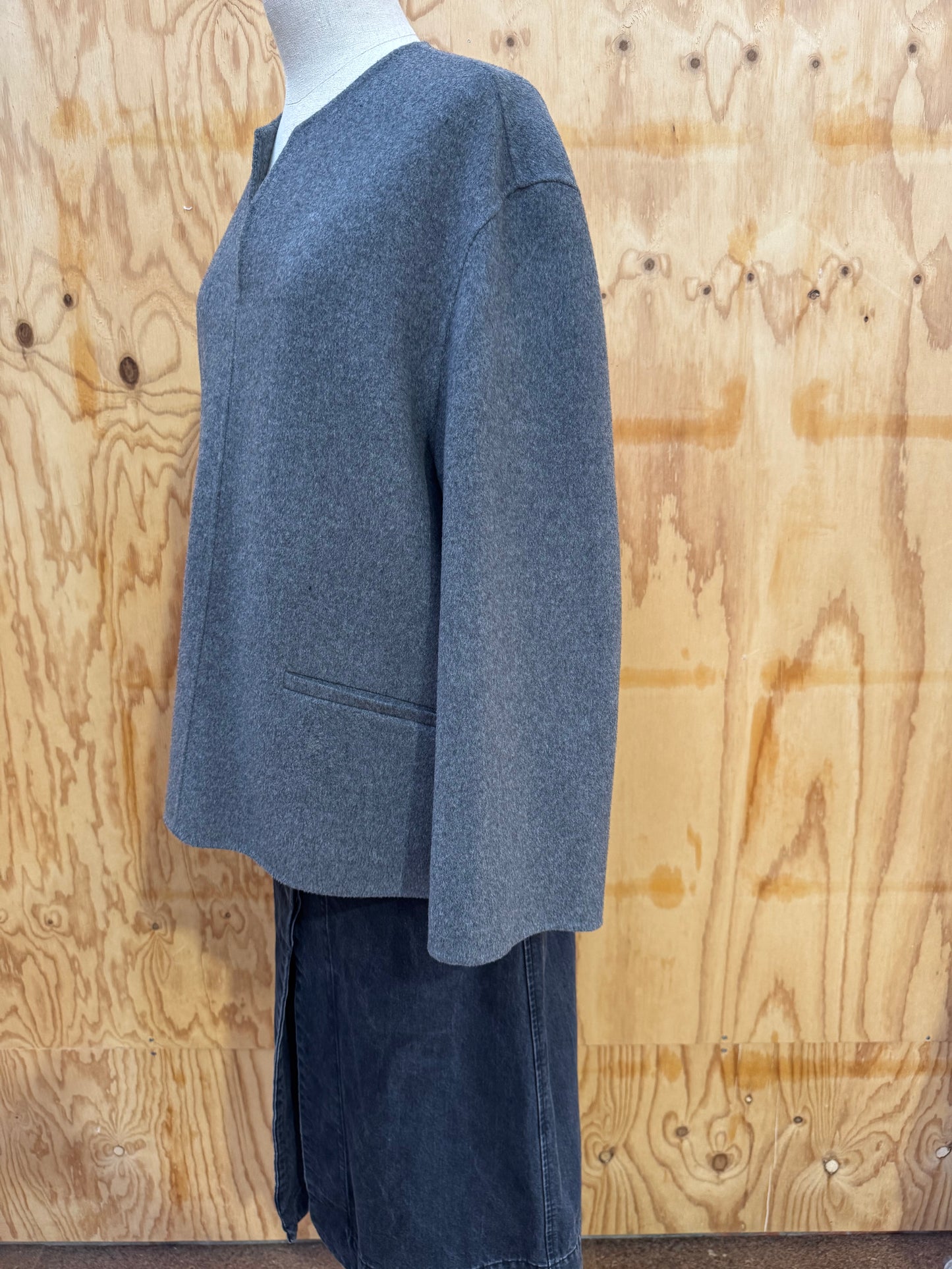 COS GREY WOOL TUNIC TOP - SIZE 38