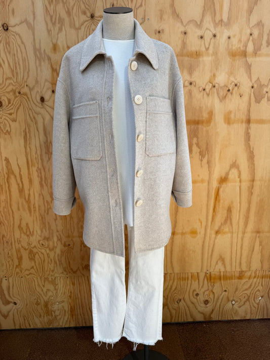 FRIENDS WITH FRANK INES SHIRT JACKET IN OATMEAL - SIZE S