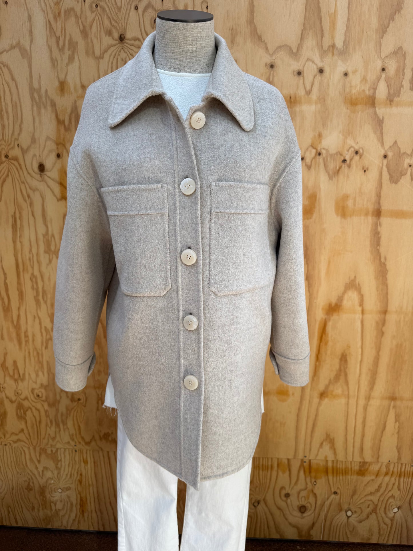 FRIENDS WITH FRANK INES SHIRT JACKET IN OATMEAL - SIZE S