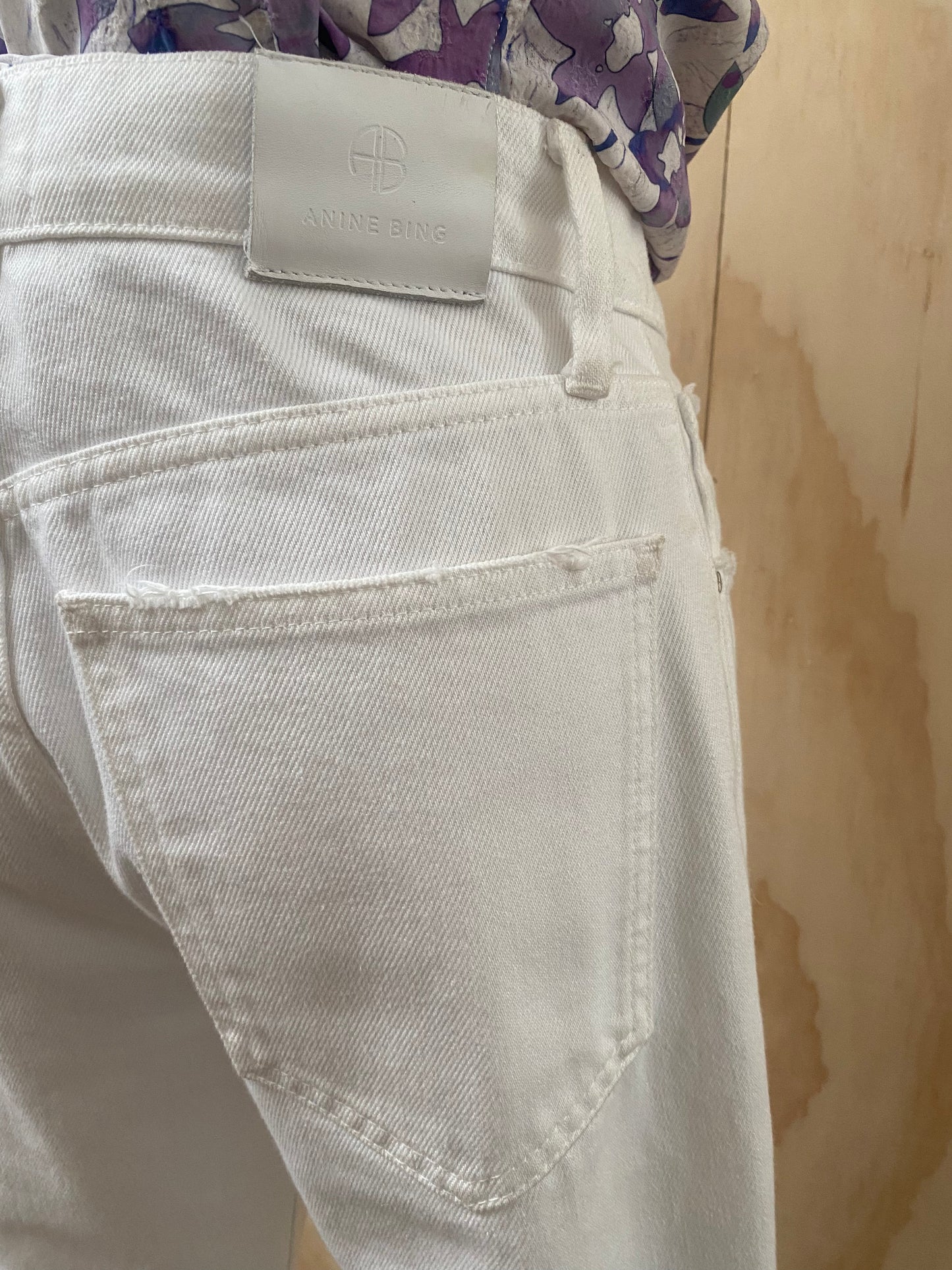 ANNIE BING WHITE DENIM JEANS - SIZE 27