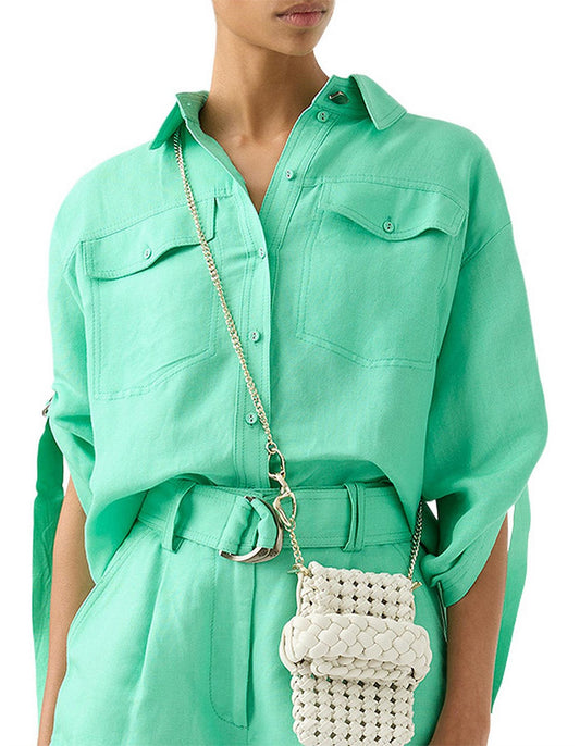 AJE SIGNAL RUCHED SLEEVE SHIRT - SIZE 10