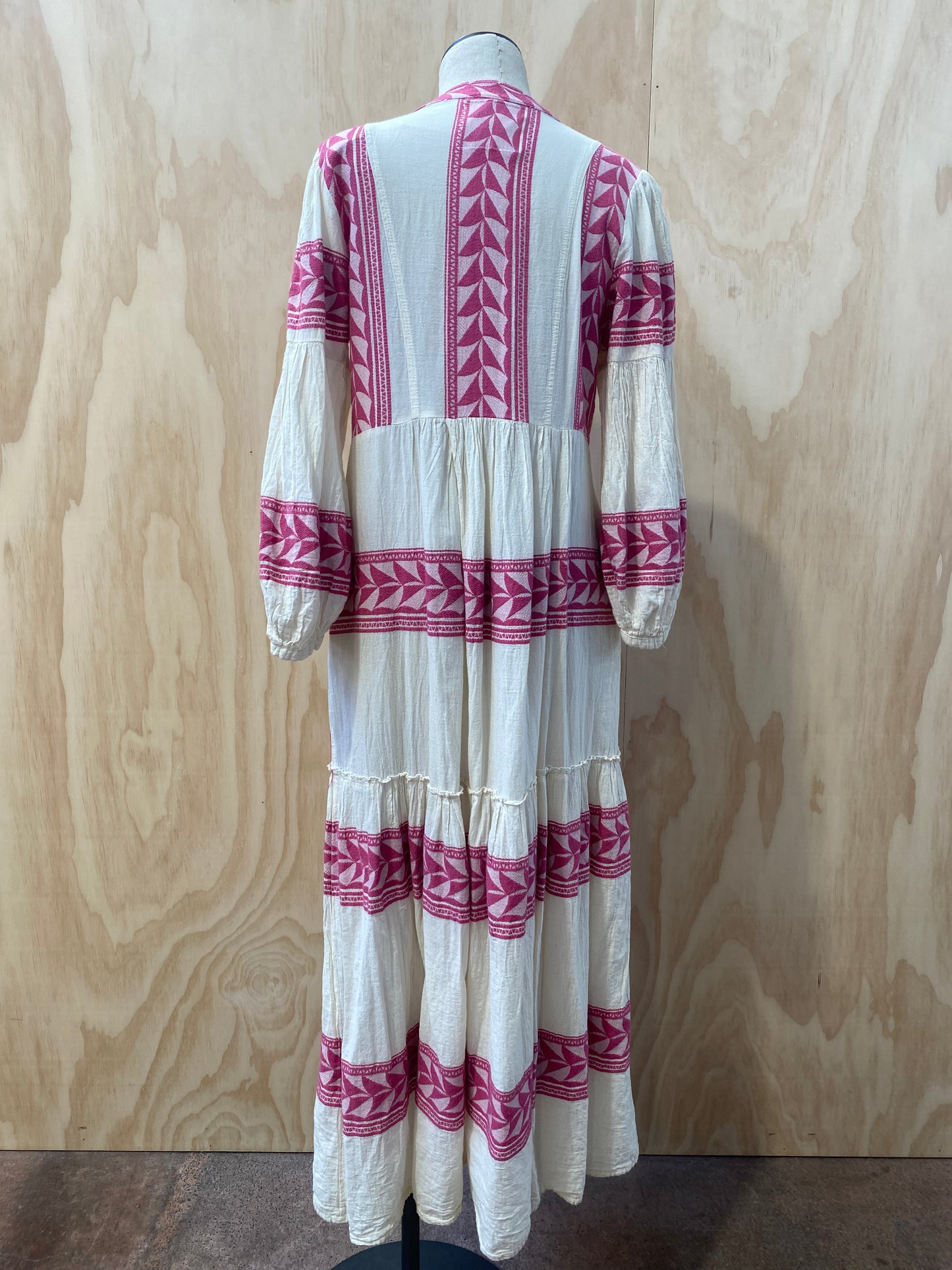 PEARL AND CAVIAR EMBROIDERED AZTEC MAXI DRESS - SIZE S/M