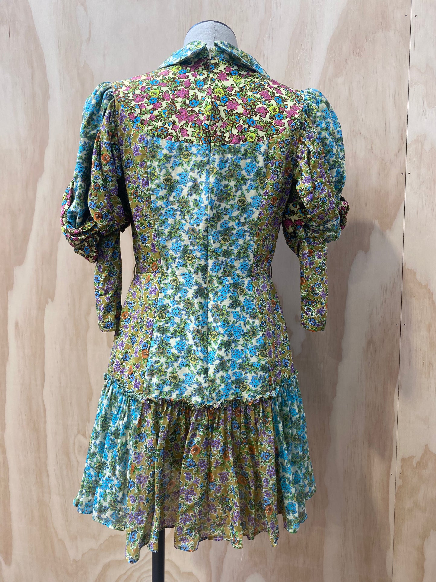 ALEMAIS MIRABELLA SPLICED FLORAL MINI DRESS _ SIZE 10