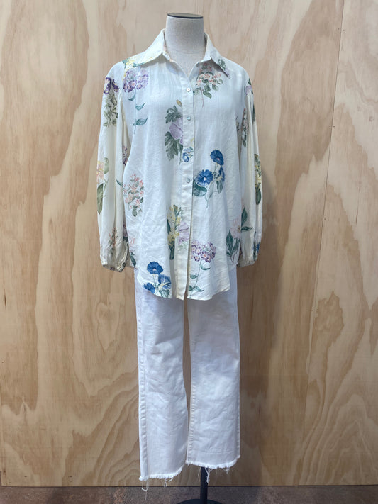 ALEMAIS JULES FLORAL SHIRT IN HEMP - SIZE 8