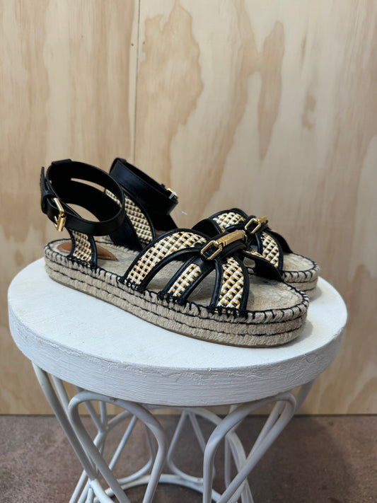 ZIMMERMANN PRISMA 30MM LOGO PLAQUE SANDALS - SIZE 40