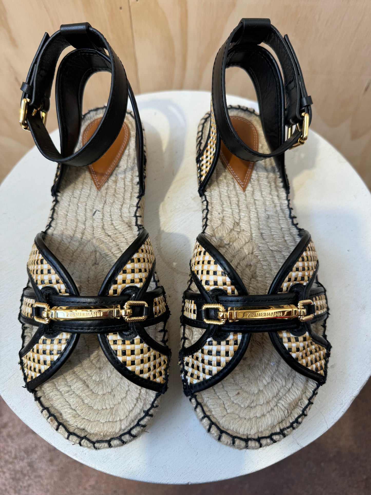 ZIMMERMANN PRISMA 30MM LOGO PLAQUE SANDALS - SIZE 40