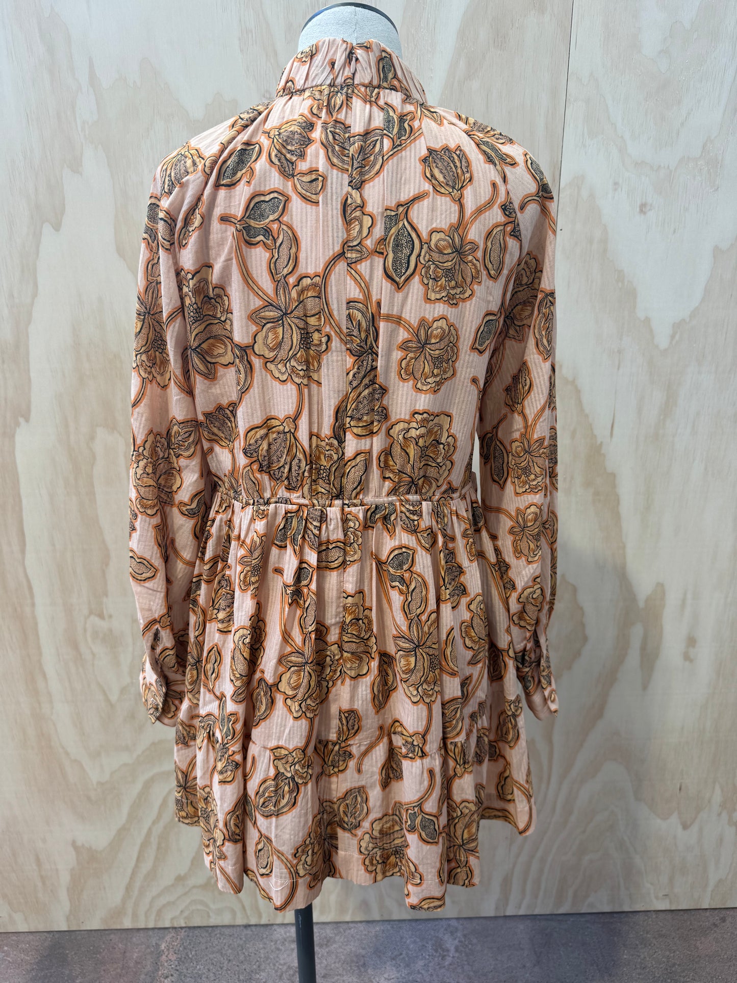 HANSEN & GRETEL ULLA PEACH FLORAL MINI DRESS - SIZE XS