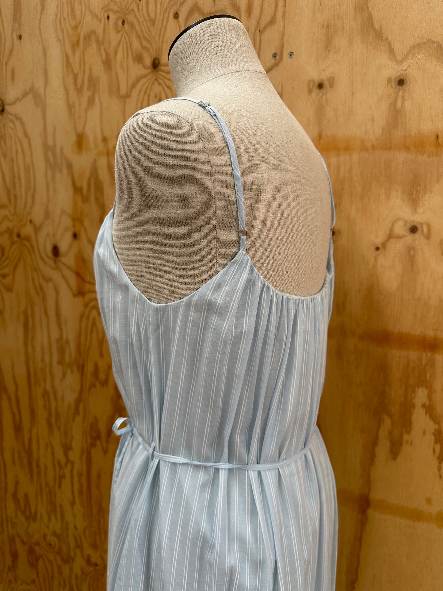 ASSEMBLY LABEL CAMMY STRIPE MAXI DRESS BLUE HAZE/WHITE - SIZE 6