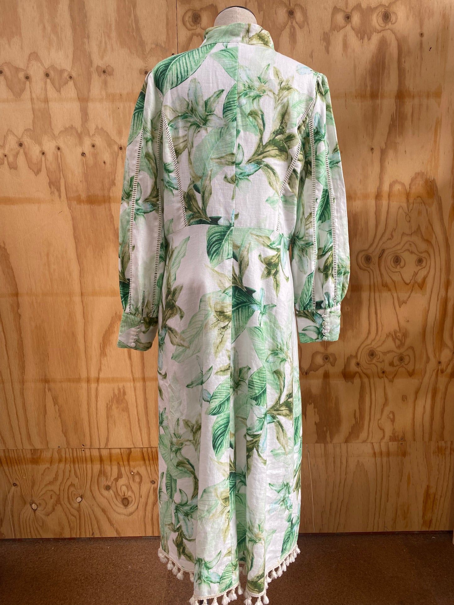 G.D.S BY HELENA MONET BELTED LINEN LONG DRESS - SIZE L