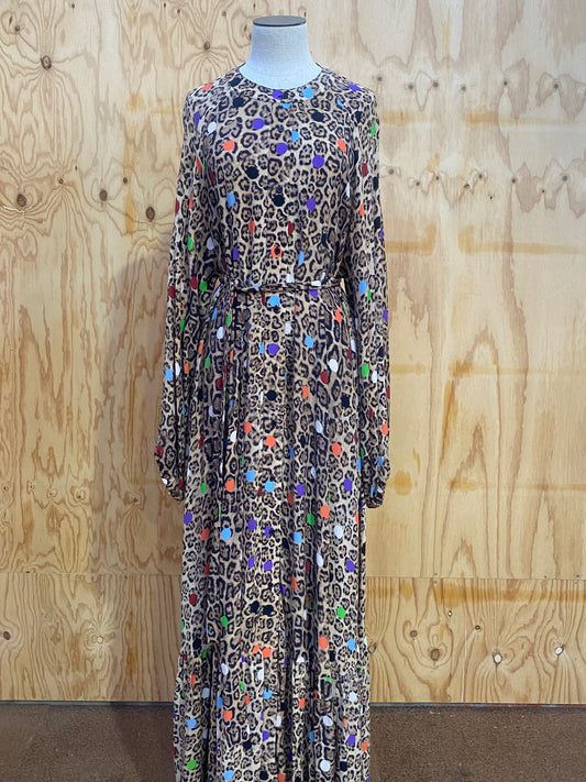 ESSENTIAL ANTWERP LEOPARD & DOTS MAXI SHIRT DRESS - SIZE 44