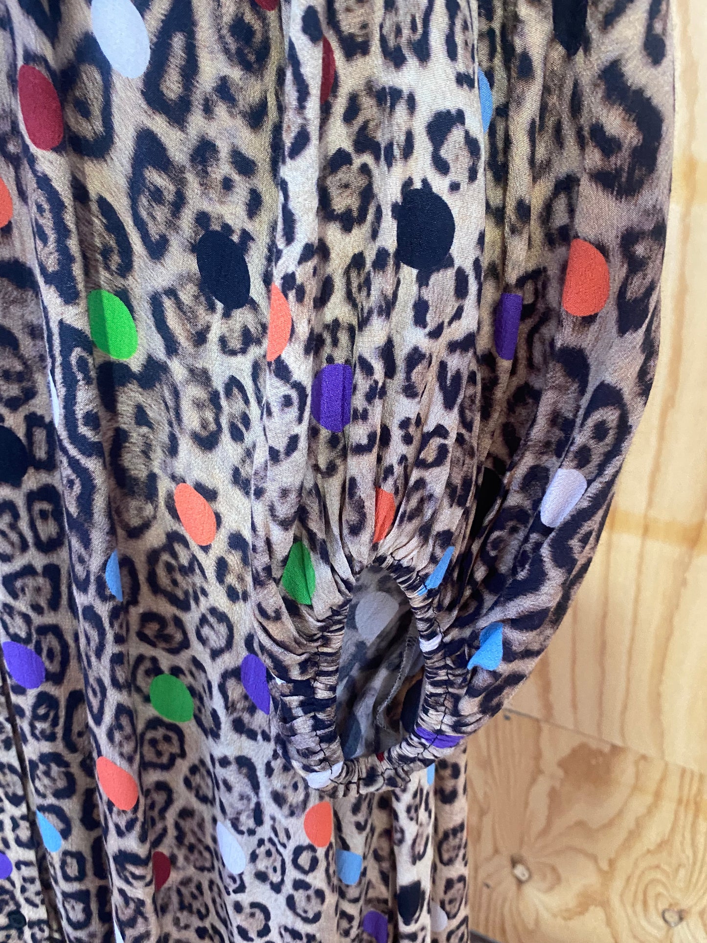 ESSENTIAL ANTWERP LEOPARD & DOTS MAXI SHIRT DRESS - SIZE 44