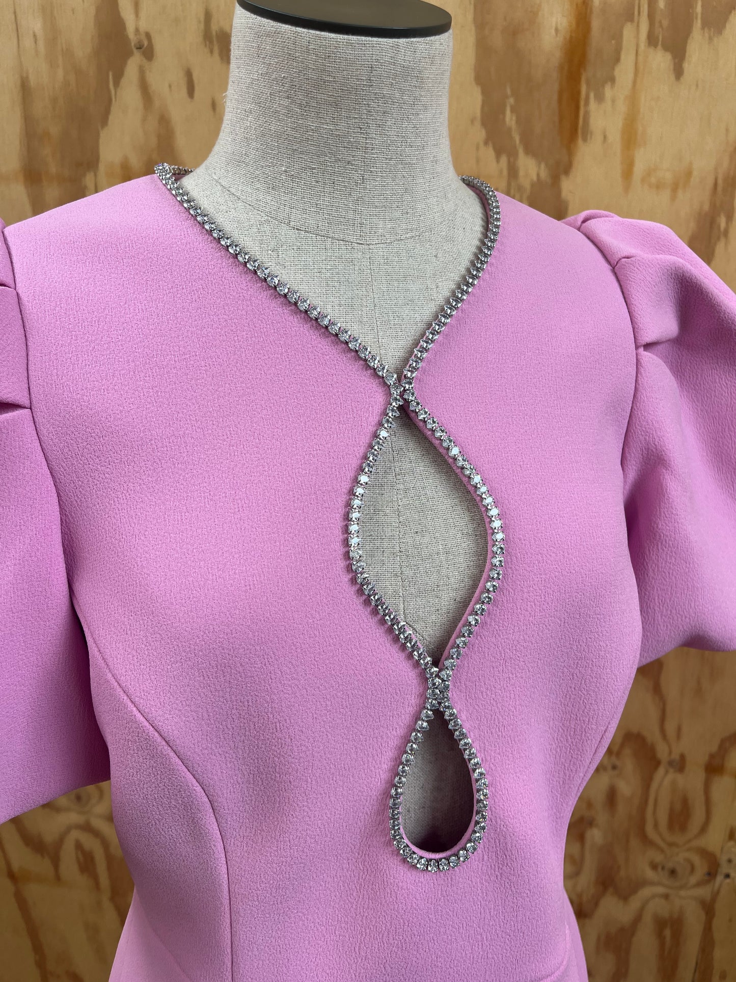 REBECCA VALLANCE KARINA PUFF SLEEVE MINI DRESS IN PINK - SIZE 12