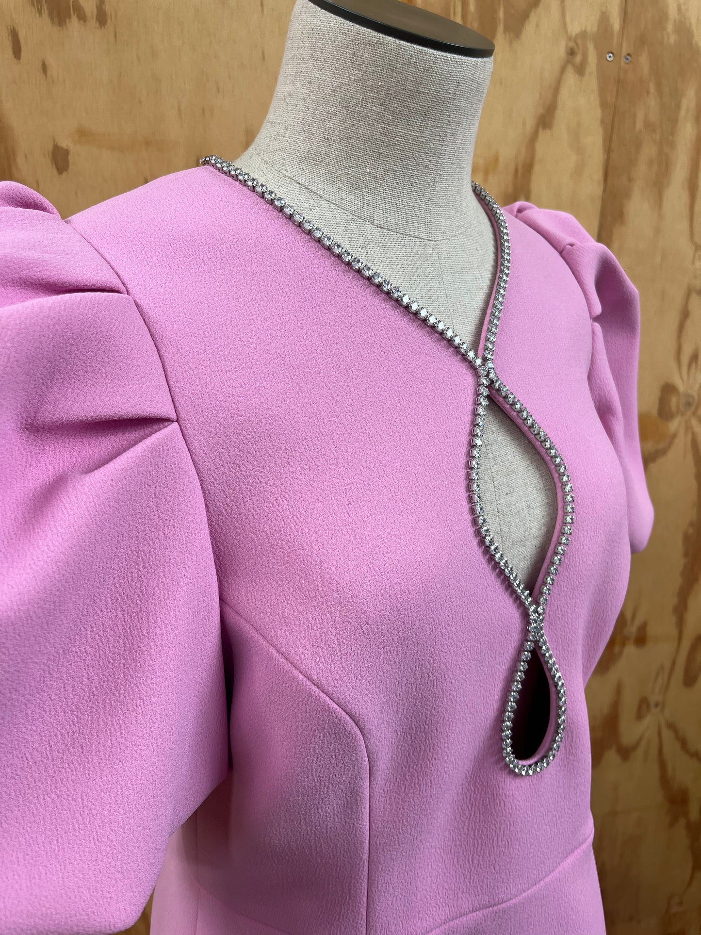 REBECCA VALLANCE KARINA PUFF SLEEVE MINI DRESS IN PINK - SIZE 12