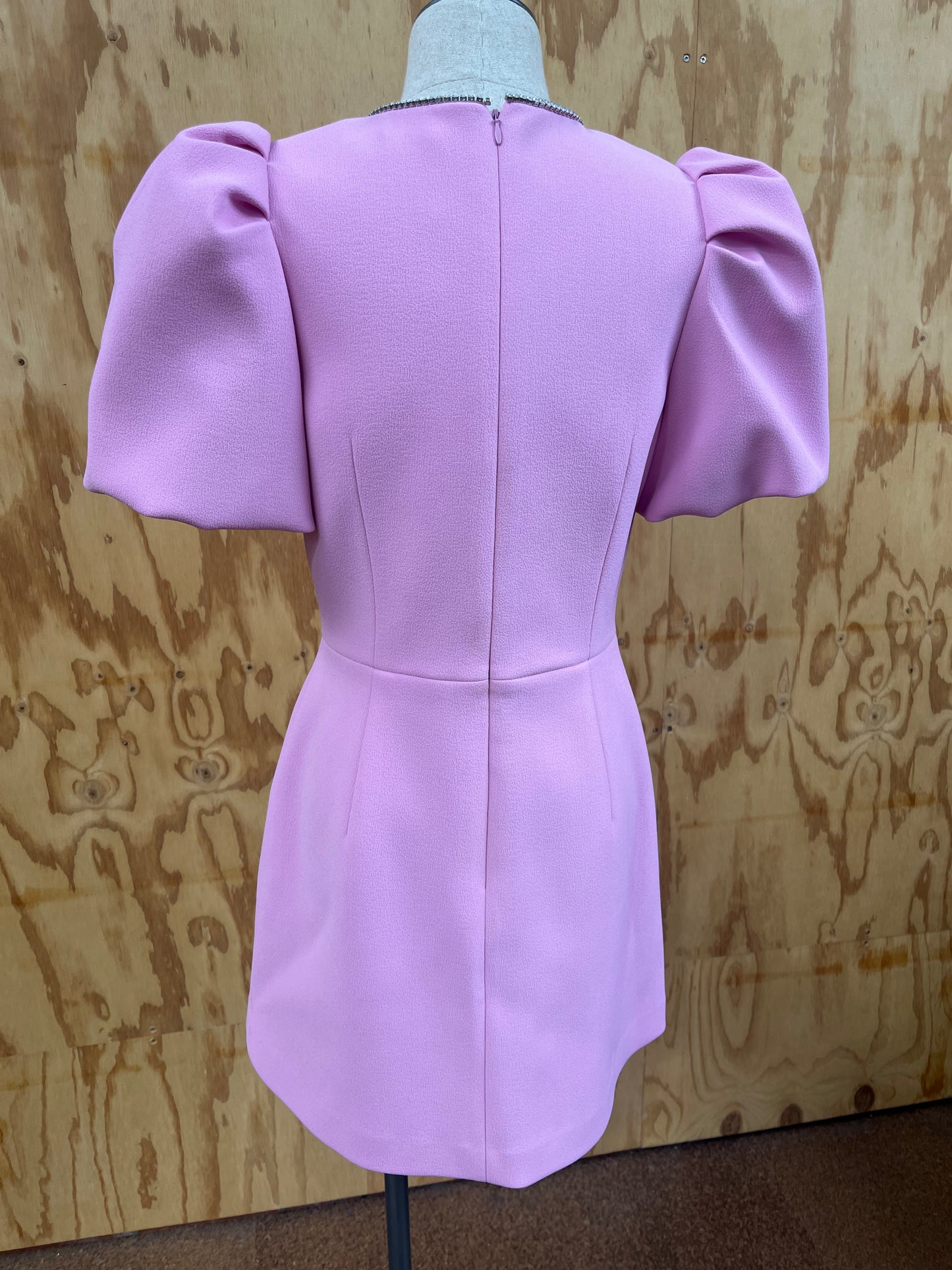 REBECCA VALLANCE KARINA PUFF SLEEVE MINI DRESS IN PINK - SIZE 12