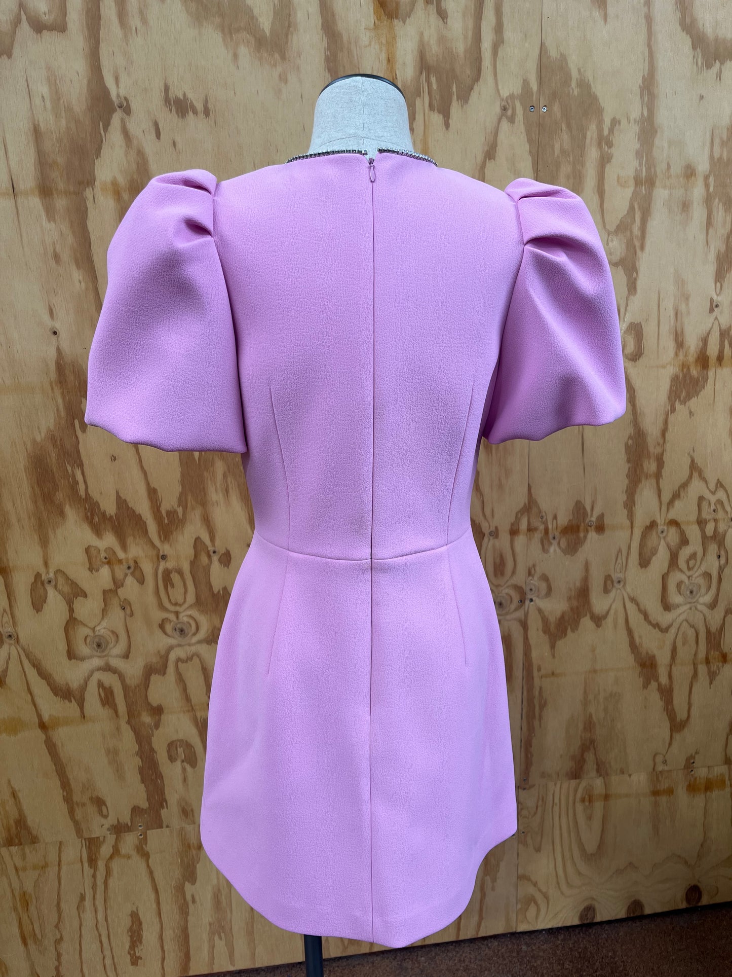 REBECCA VALLANCE KARINA PUFF SLEEVE MINI DRESS IN PINK - SIZE 12