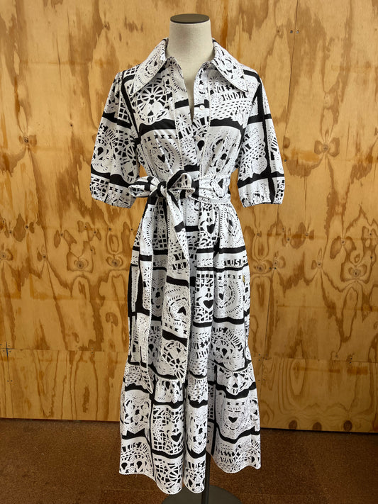 BINNY CASAMIENTO FLAG COTTON SHIRT DRESS - SIZE 8