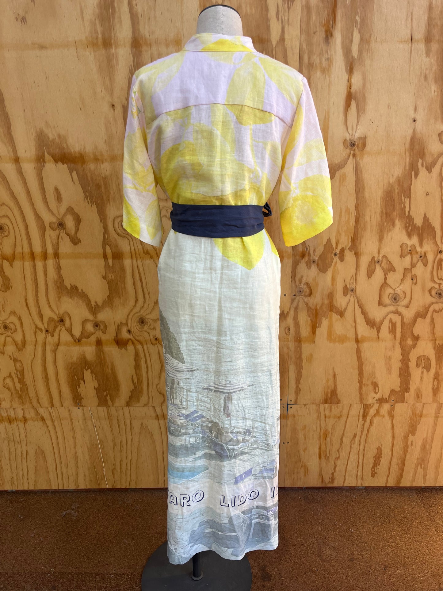 LE STRIPE LA FONTELINA SUNSET LINEN MAXI SHIRT DRESS - SIZE M