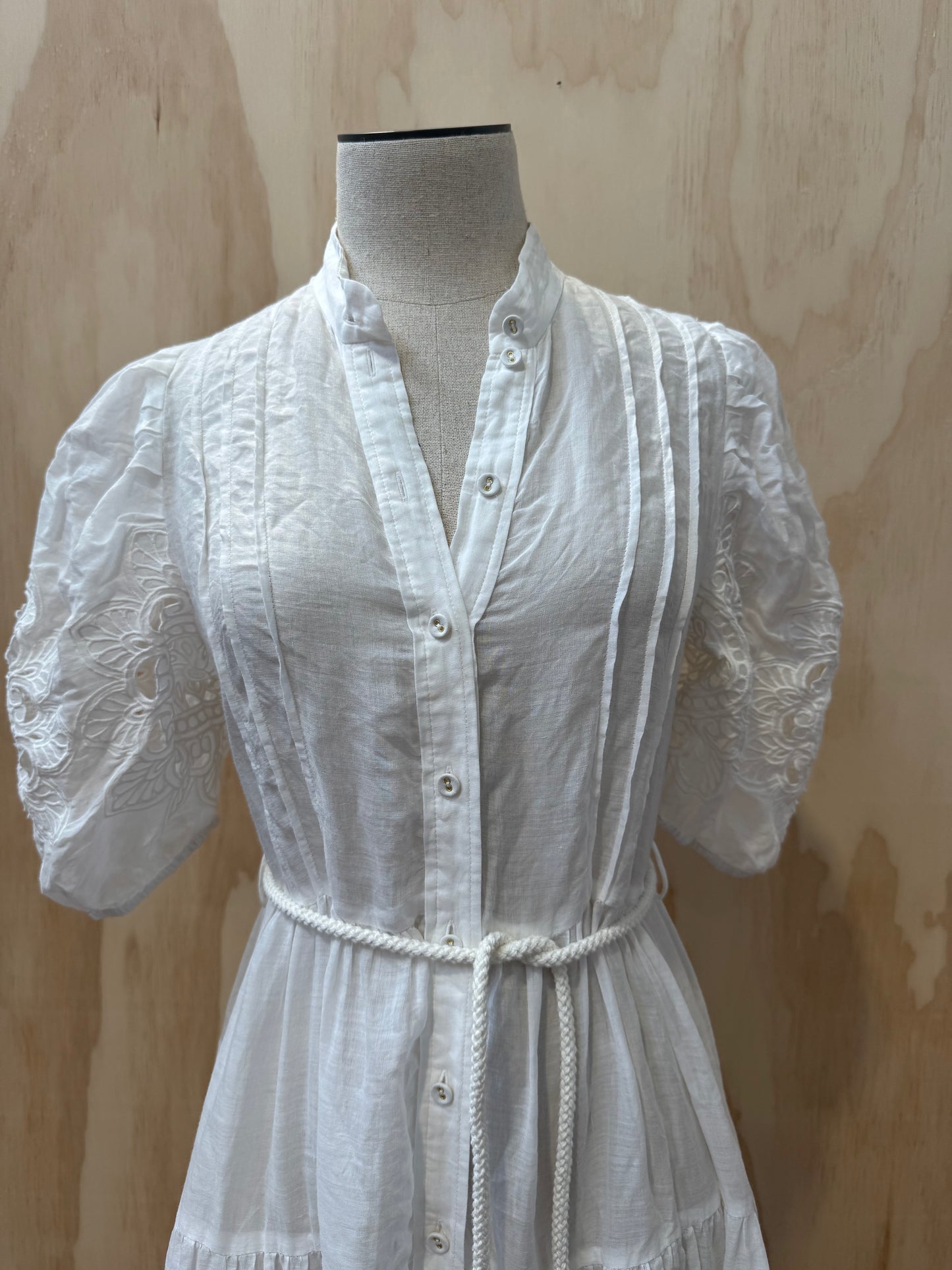 ZIMMERMANN BRODERIE ANGLAISE MIDI DRESS - SIZE 1