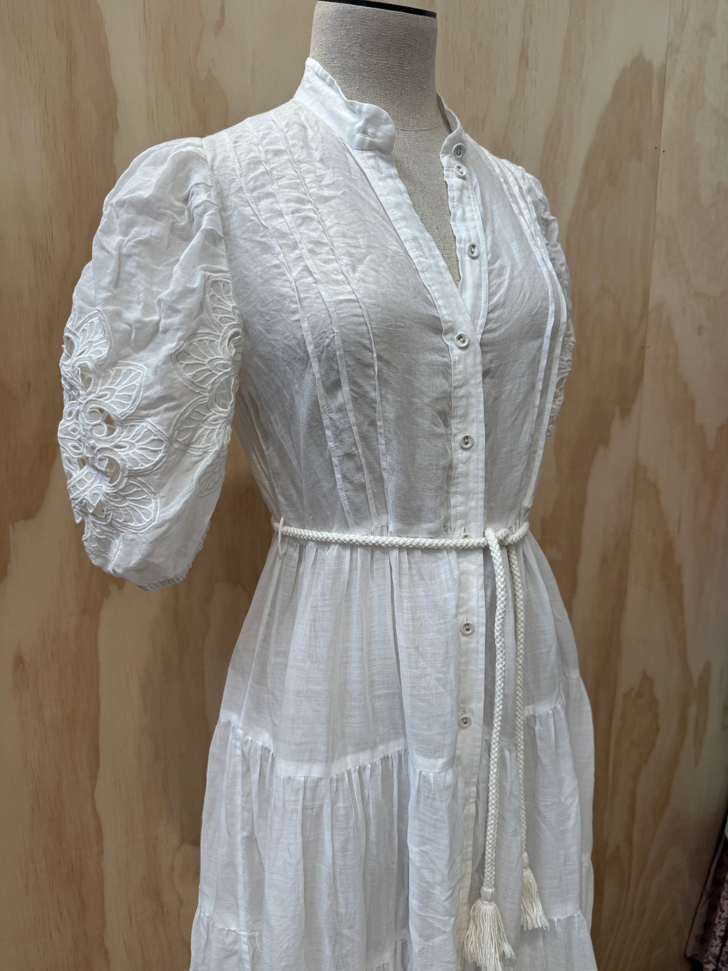 ZIMMERMANN BRODERIE ANGLAISE MIDI DRESS - SIZE 1
