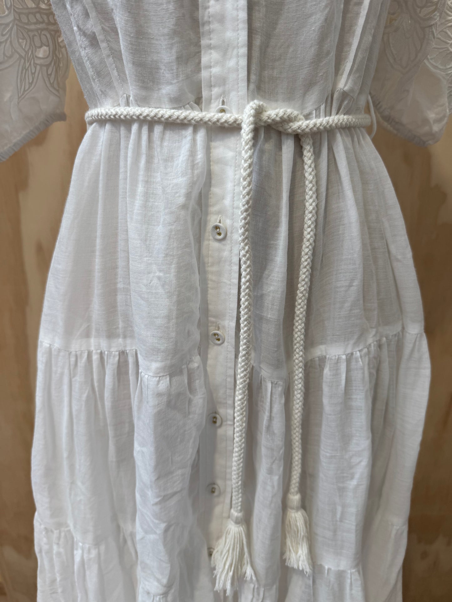 ZIMMERMANN BRODERIE ANGLAISE MIDI DRESS - SIZE 1