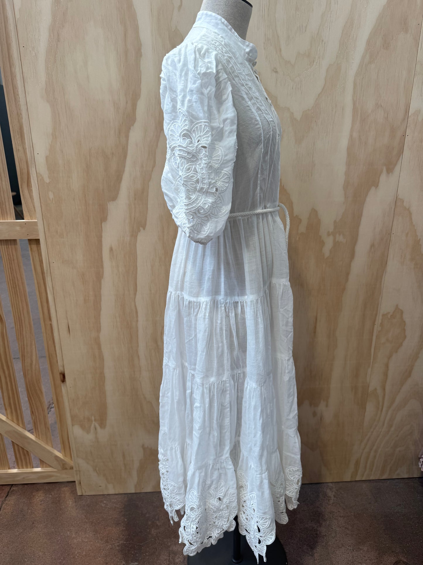 ZIMMERMANN BRODERIE ANGLAISE MIDI DRESS - SIZE 1