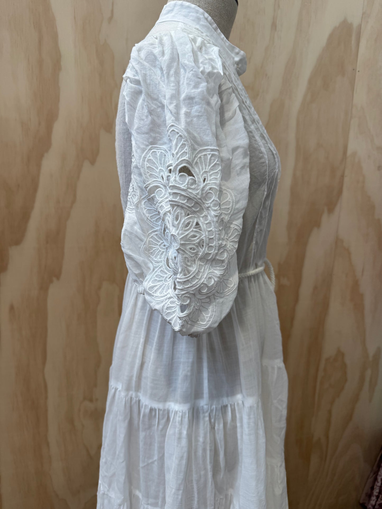ZIMMERMANN BRODERIE ANGLAISE MIDI DRESS - SIZE 1