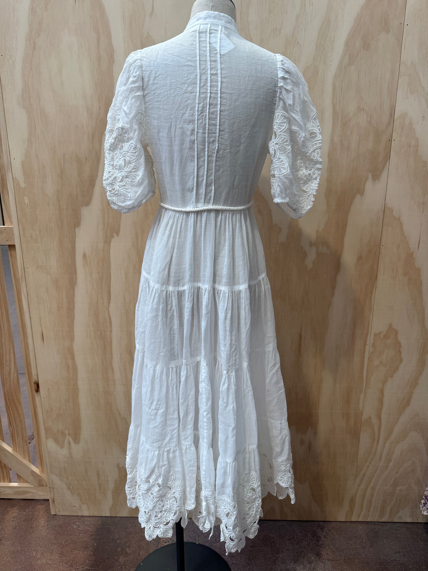 ZIMMERMANN BRODERIE ANGLAISE MIDI DRESS - SIZE 1