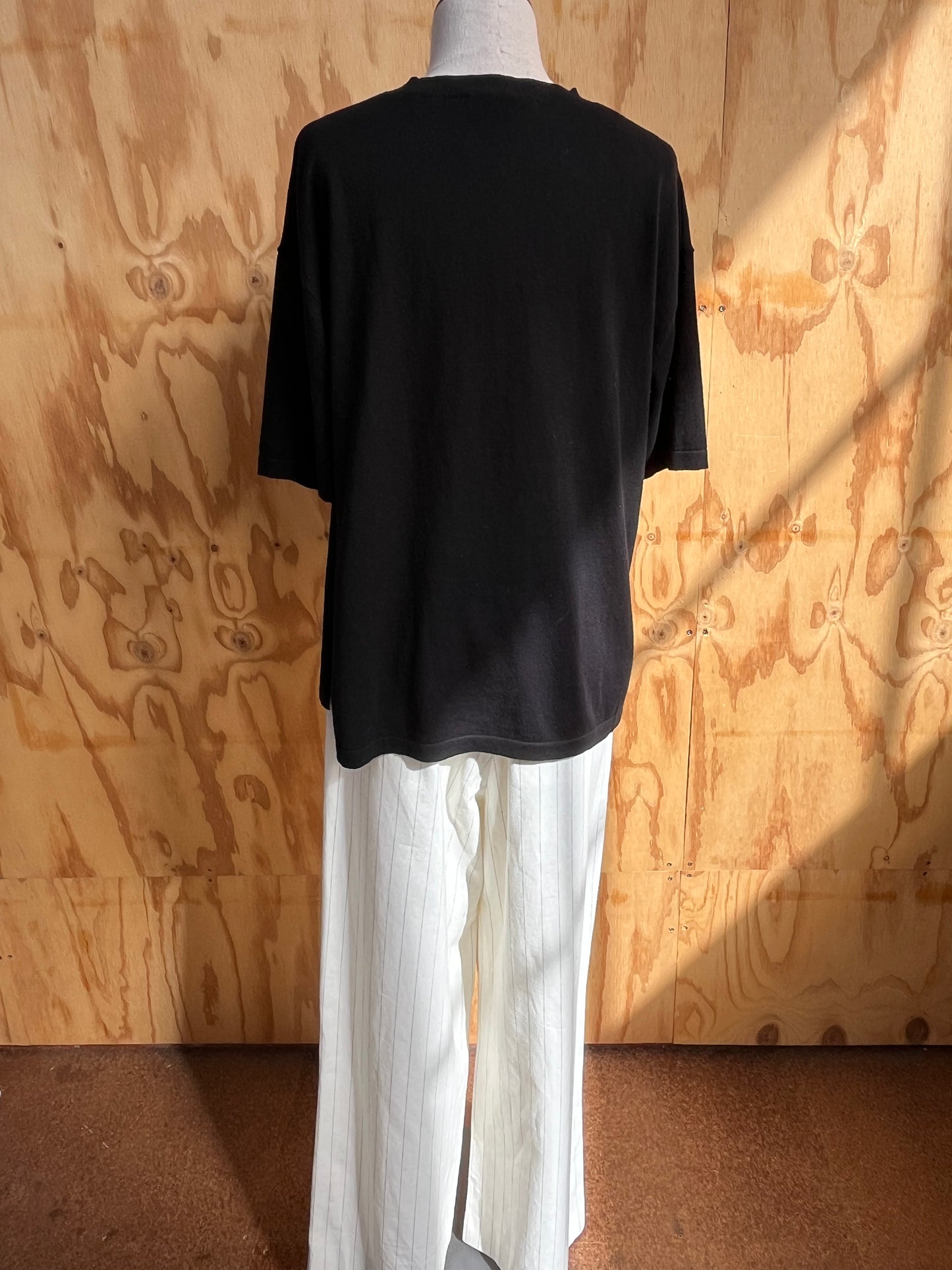 ASSEMBLY LABEL BLACK COTTON CASHMERE TOP - SIZE 8