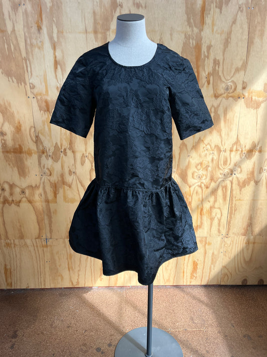 GANNI BLACK BOTANICAL JACQUARD OPEN BACK MINI DRESS - SIZE 36