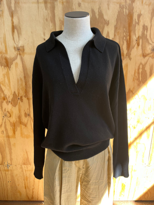 JAC & JACK BLACK COTTON KNIT TOP - SIZE XL