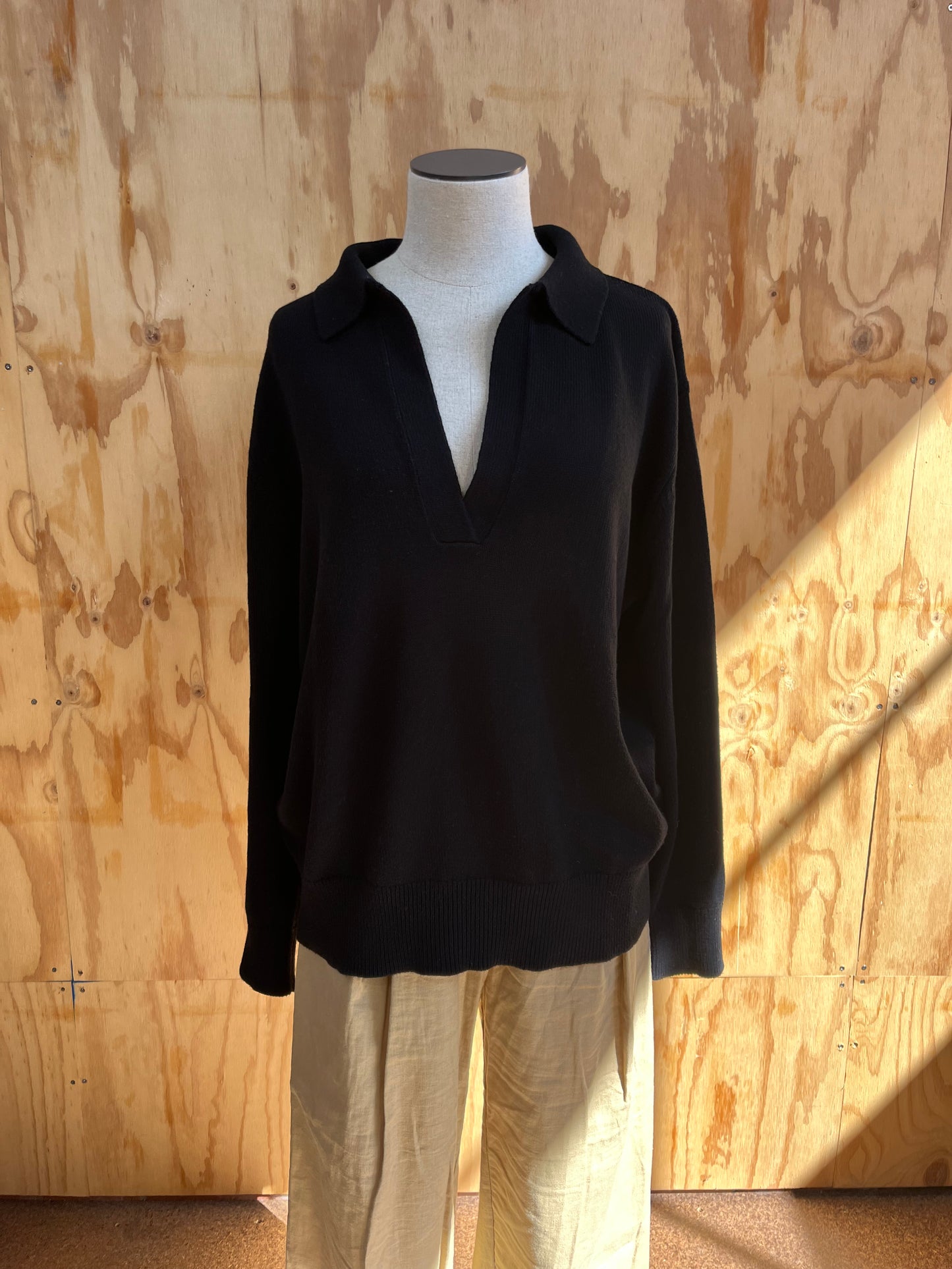 JAC & JACK BLACK COTTON KNIT TOP - SIZE XL