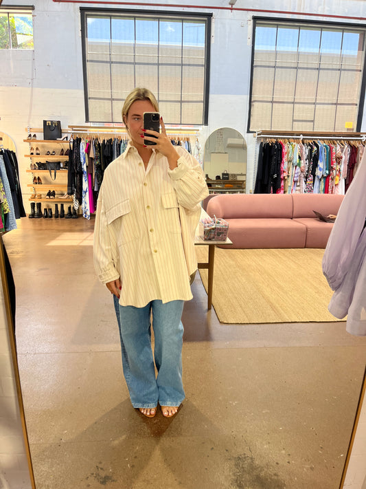 THE FRANKIE SHOP DALLAS OVERSIZED STRIPED SHIRT - SIZE XS/S
