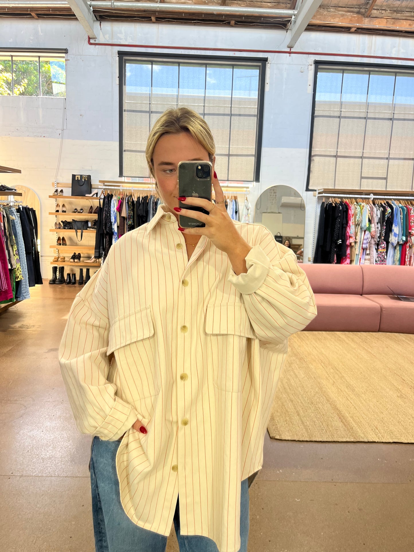 THE FRANKIE SHOP DALLAS OVERSIZED STRIPED SHIRT - SIZE XS/S