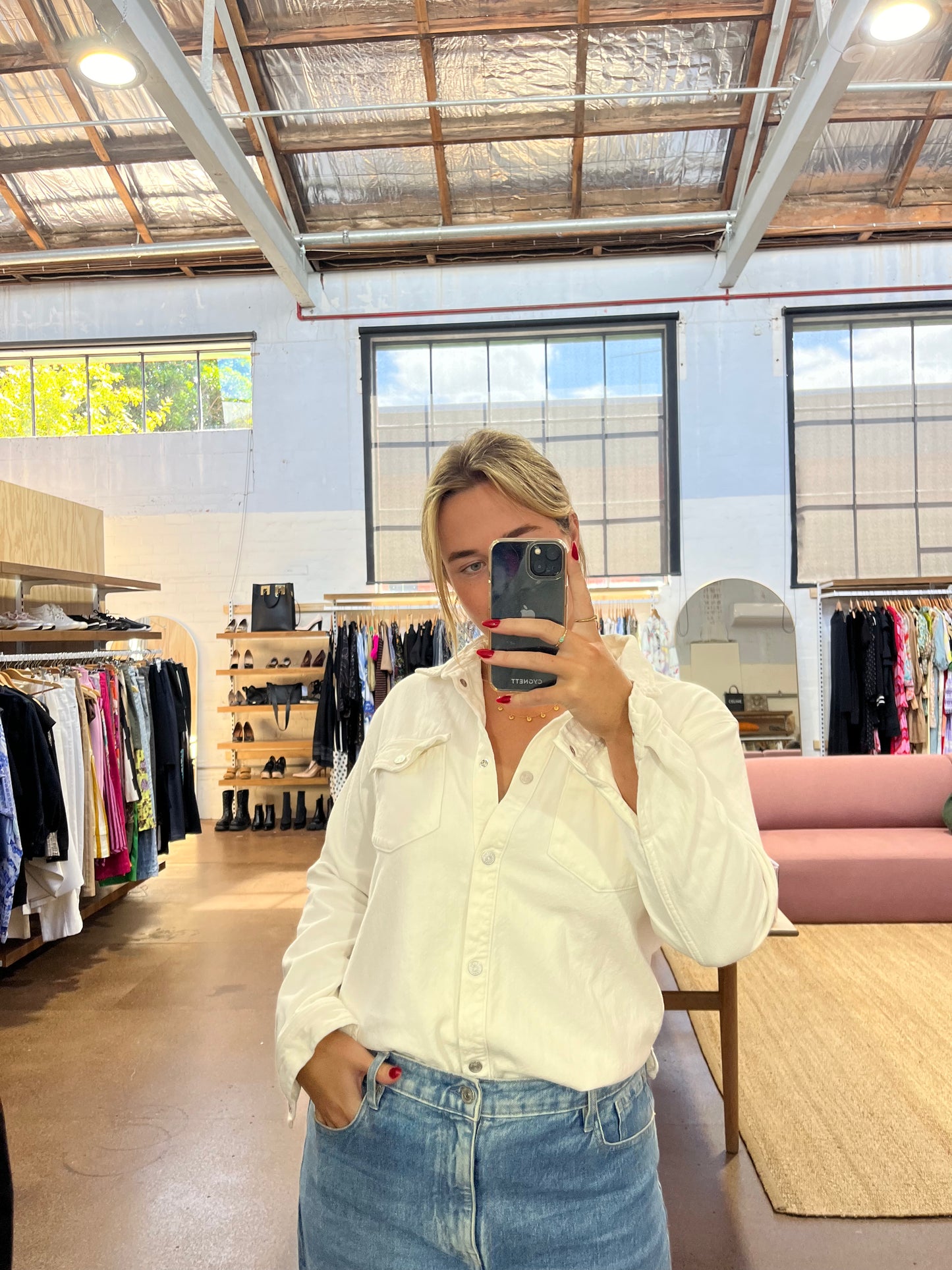 FRAME WHITE DEMIN SHIRT - SIZE M