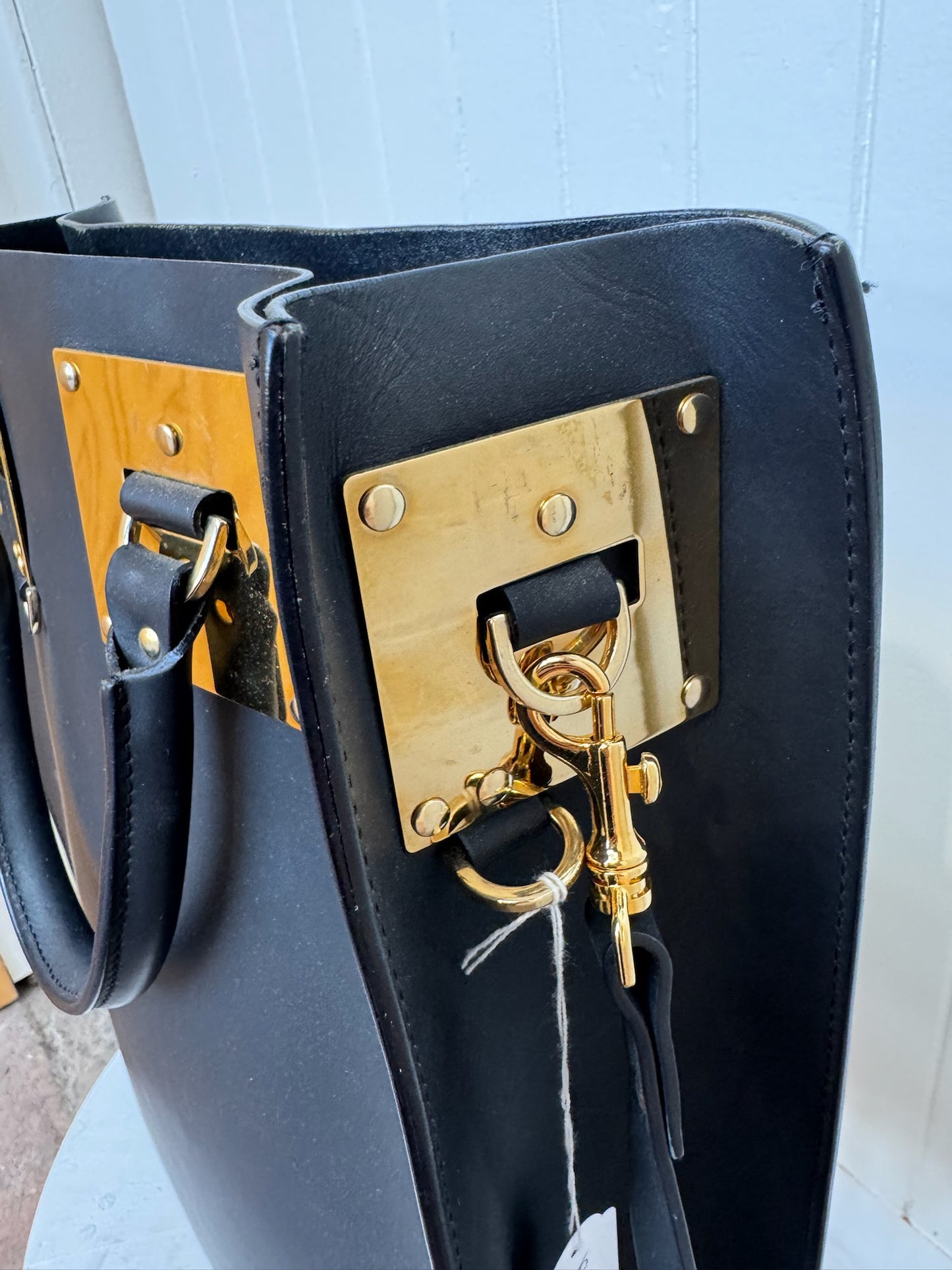 SOPHIE HULME BLACK ALBION LEATHER TOTE BAG