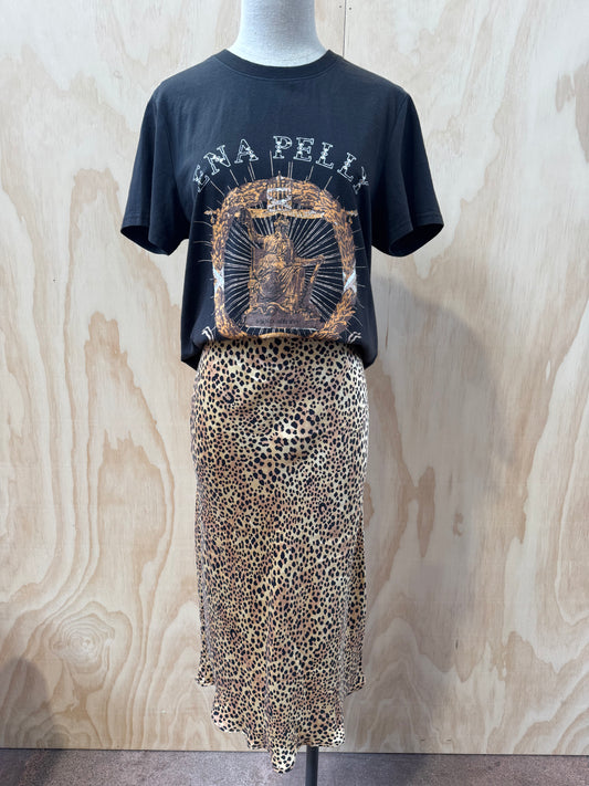 SILK LAUNDRY LEOPARD SILK SKIRT - SIZE M