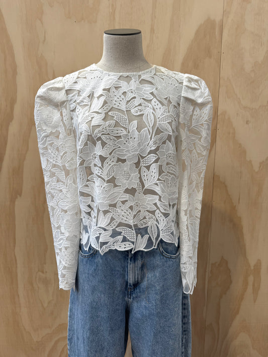 SELF PORTRAIT LEAF GUIPURE LACE TOP - SIZE 8