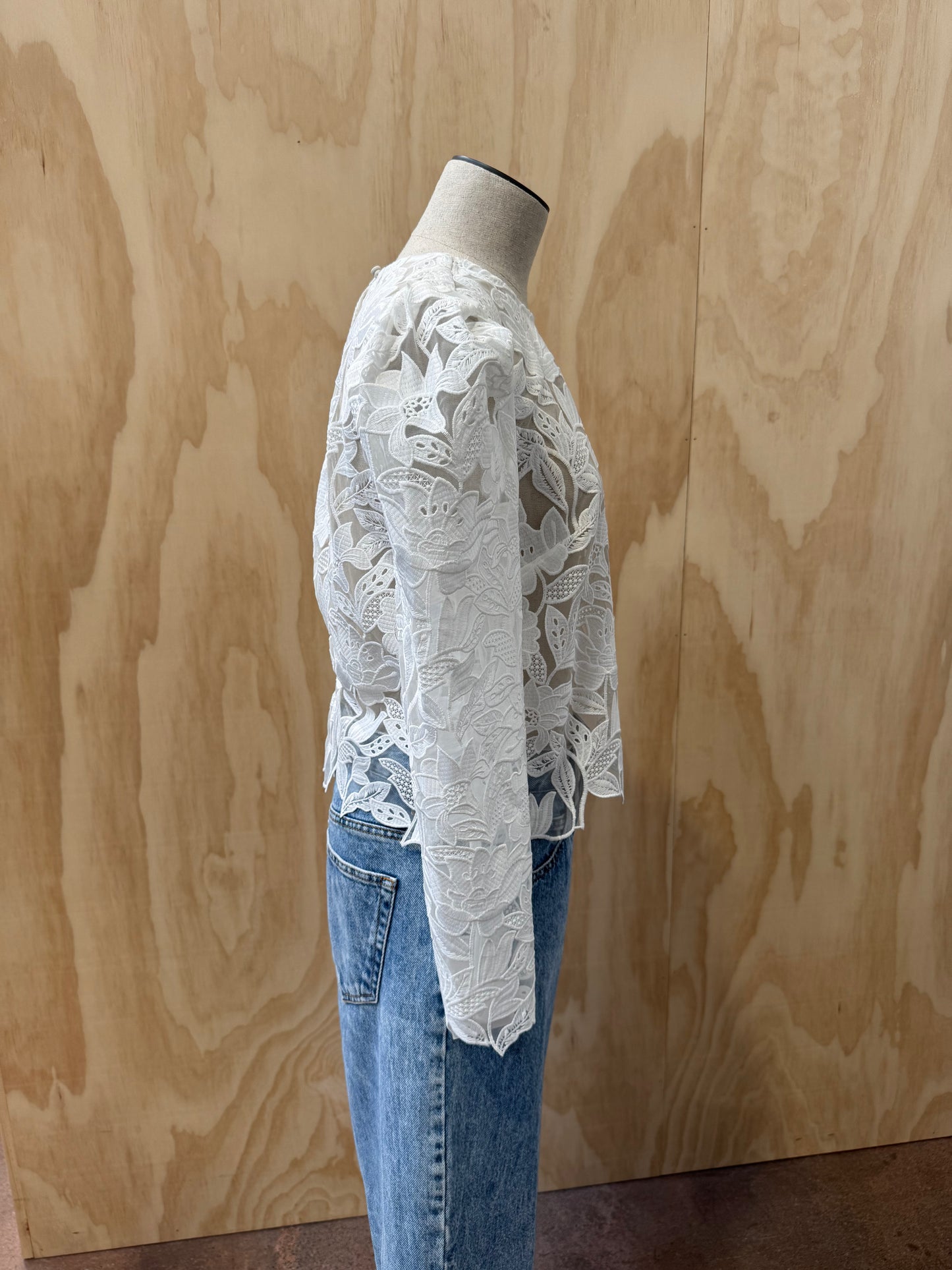 SELF PORTRAIT LEAF GUIPURE LACE TOP - SIZE 8