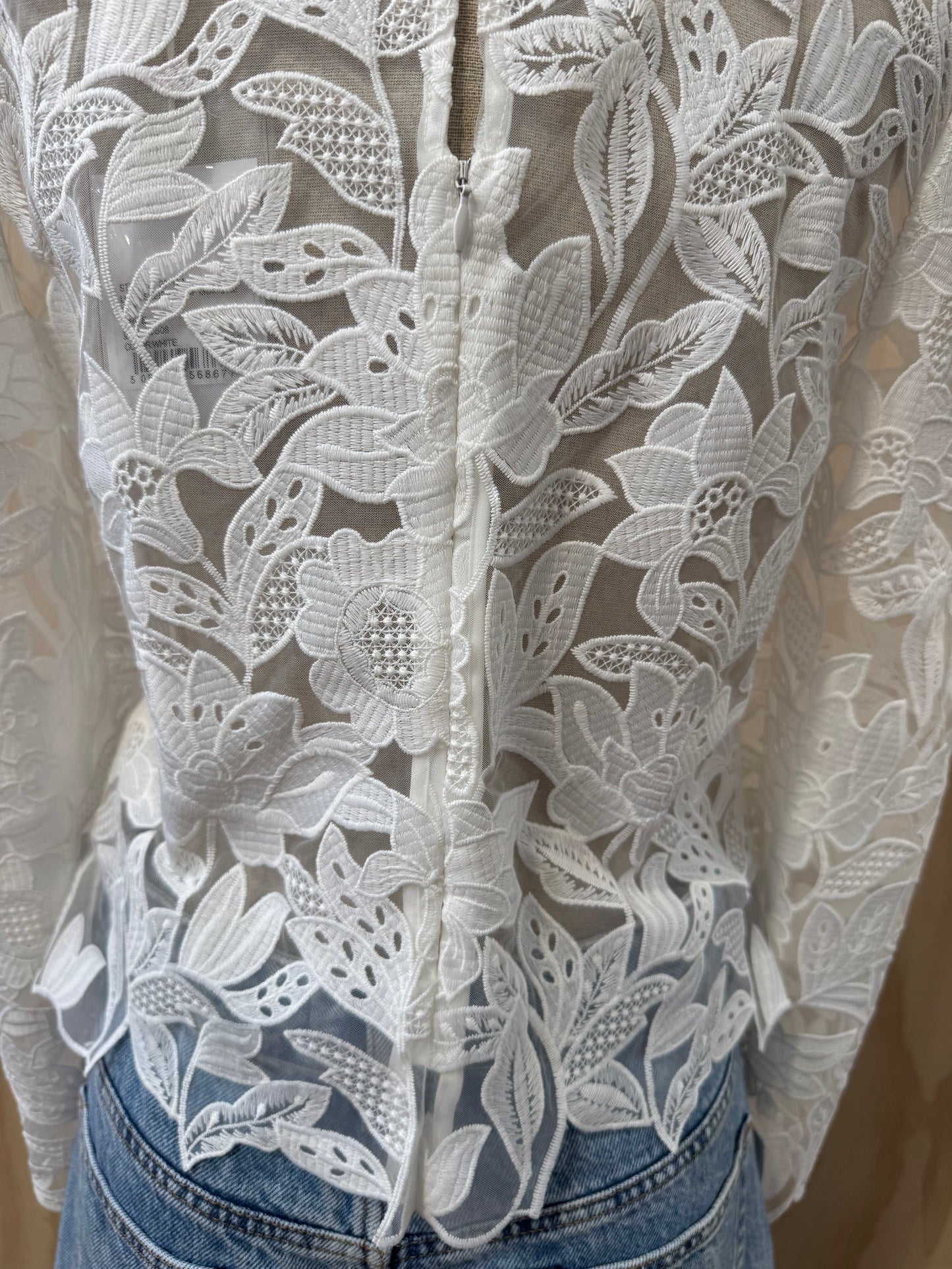 SELF PORTRAIT LEAF GUIPURE LACE TOP - SIZE 8
