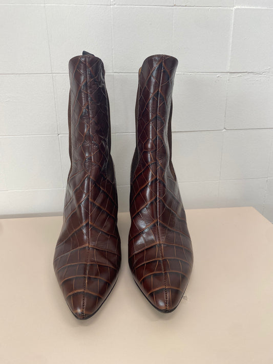 CHLOE CHOCOLATE SNAKESKIN BOOTS - SIZE 40