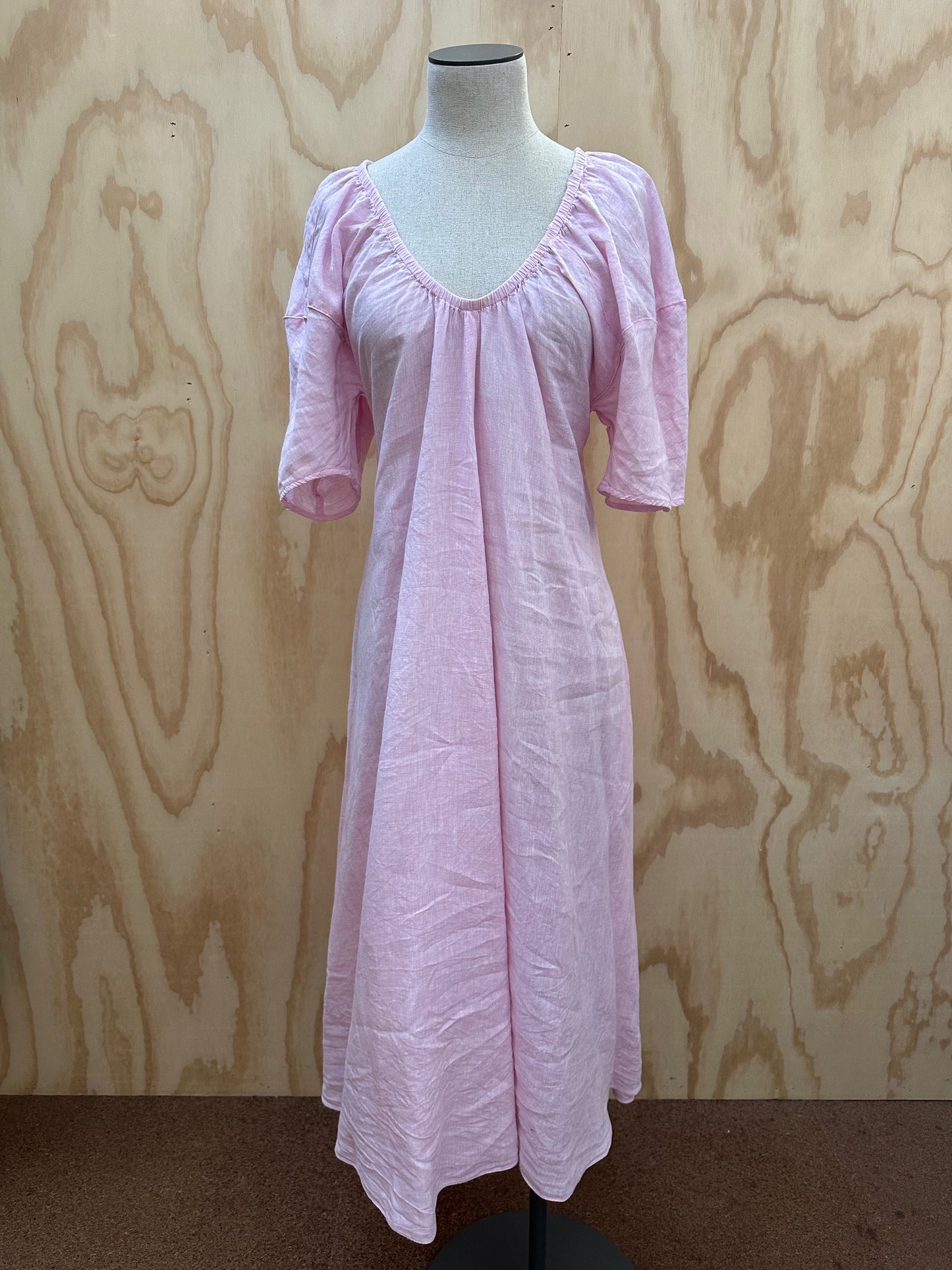 SCANLAN THEODORE LINEN SCOOP NECK DRESS - SIZE 8