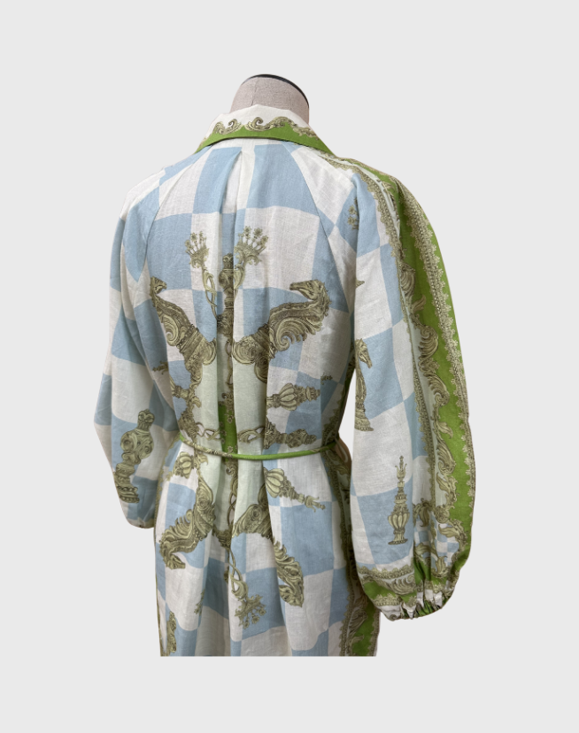 ALEMAIS CHECKMATE LINEN SHIRTDRESS - SIZE 8