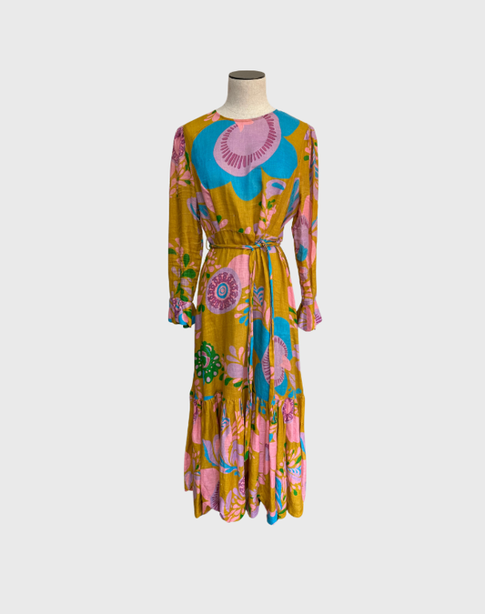 ZIMMERMANN TEDDY GATHERED MIDI DRESS - SIZE 3