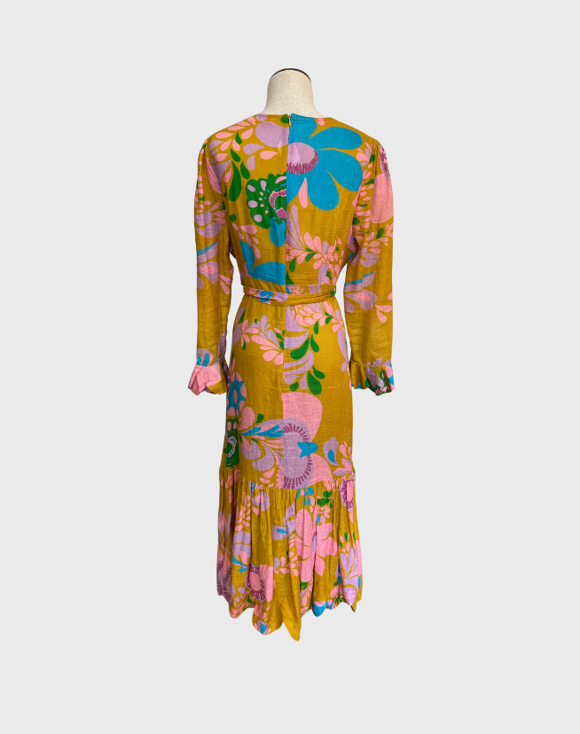 ZIMMERMANN TEDDY GATHERED MIDI DRESS - SIZE 3